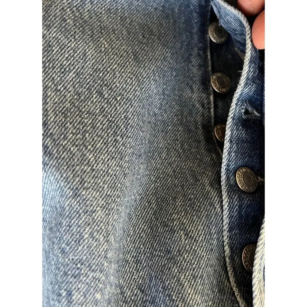 Vintage Levi's 501 USA Made Button Fly Jeans Distressed Hem 42x34 W42
